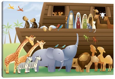 Noah's Ark Canvas Art Print - Kids Animal Art