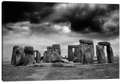 Stonehenge, England Canvas Art Print - Black & White Scenic