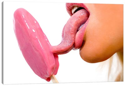 Sexy Ice-cream Licking Canvas Art Print - Sweets & Dessert Art