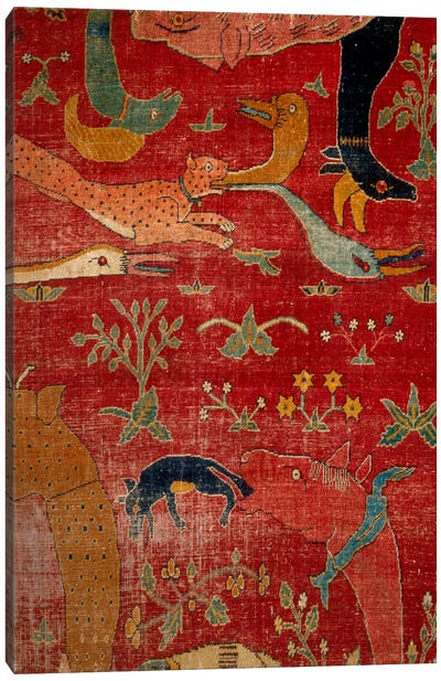 Carpet From Court of Great Mughal Akbar Canvas Art Print - Animal Patterns