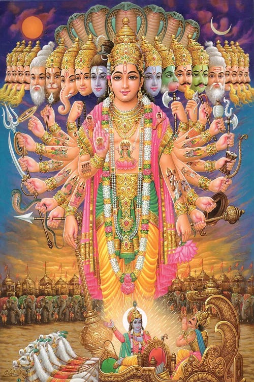 Hindu God Vishnu As Virat Swaroop by Unknown Artist wall art