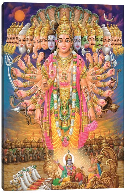 Hindu God Vishnu As Virat Swaroop Canvas Art Print - Unknown Artist
