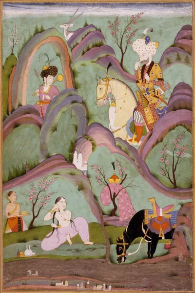 Khusraw Beholding Shirin Bathing by Unknown Artist wood print