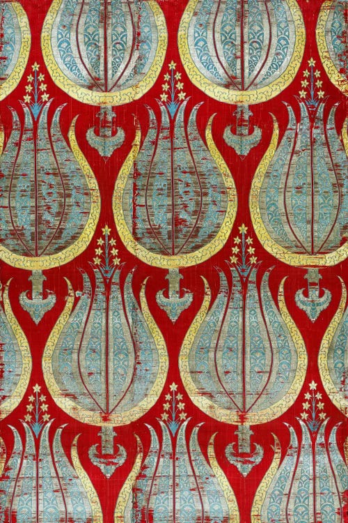 Ottoman Tulips, Silk & Silver Lamella Textile