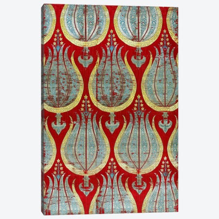 Ottoman Tulips, Silk & Silver Lamella Textile Canvas Print #7238} by Unknown Artist Canvas Art Print