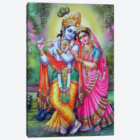 Krishna & Radha Hindu Gods Canvas Print #7241} by Unknown Artist Canvas Artwork