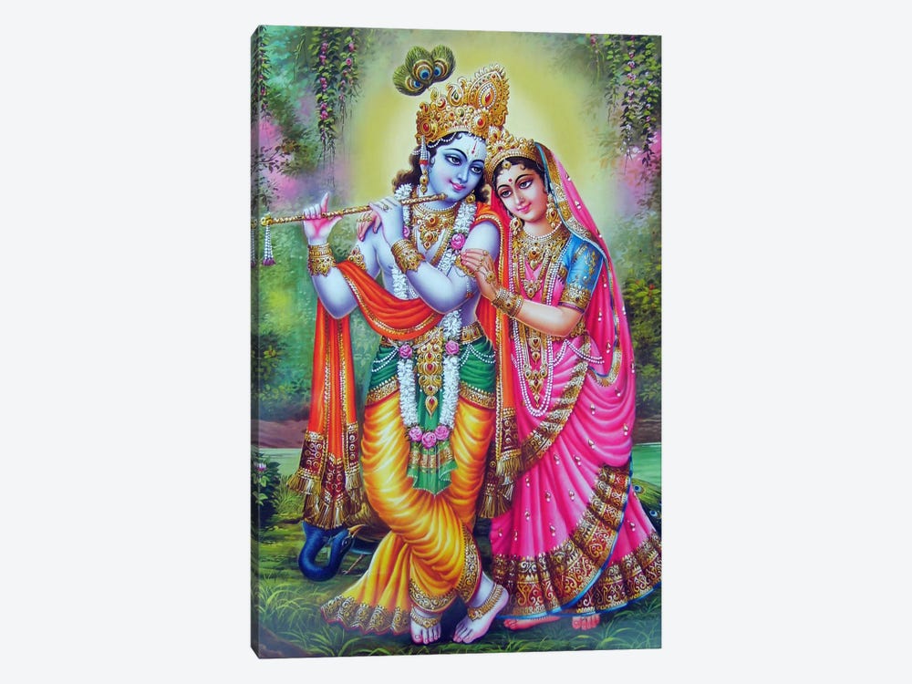 Krishna & Radha Hindu Gods by Unknown Artist 1-piece Canvas Art
