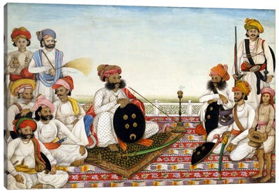 Thakur Dawlat Singh Among Courtiers Canvas Art Print - Indian Décor