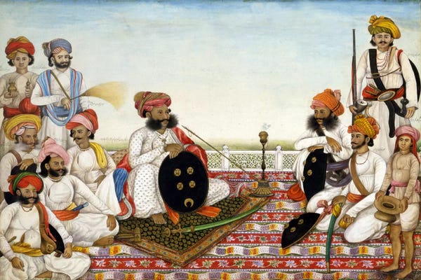 Middle Eastern Décor: Thakur Dawlat Singh Among Courtiers by Unknown Artist