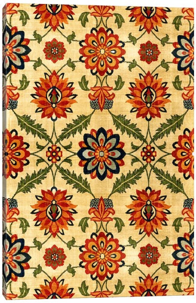 Velvet Silk Carpet India Mughal 17th Century Copy Canvas Art Print - Floral & Botanical Patterns