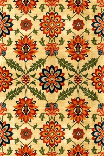 Floral & Botanical Patterns: Velvet Silk Carpet India Mughal 17th Century Copy by Unknown Artist
