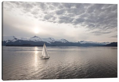Sailing at Sunset, Alaska '09 Canvas Art Print - Lake & Ocean Sunrise & Sunset Art
