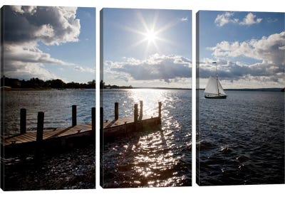 Sunrise at Crooked Lake Conway, Michigan '10 Canvas Art Print - 3-Piece Photography