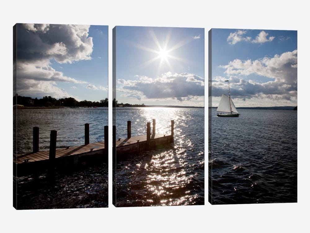 Sunrise at Crooked Lake Conway, Michigan '10 by Monte Nagler 3-piece Canvas Art Print