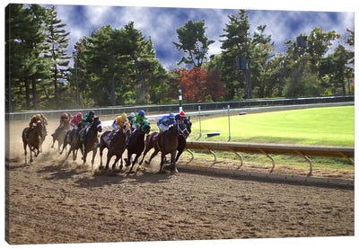 At The Race Track Canvas Art Print - Horse Racing Art