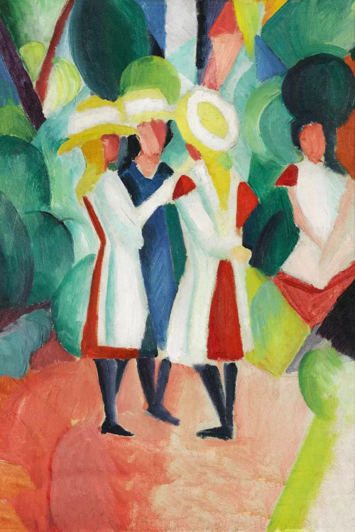 Three Girls in Yellow Straw Hats by August Macke wall art