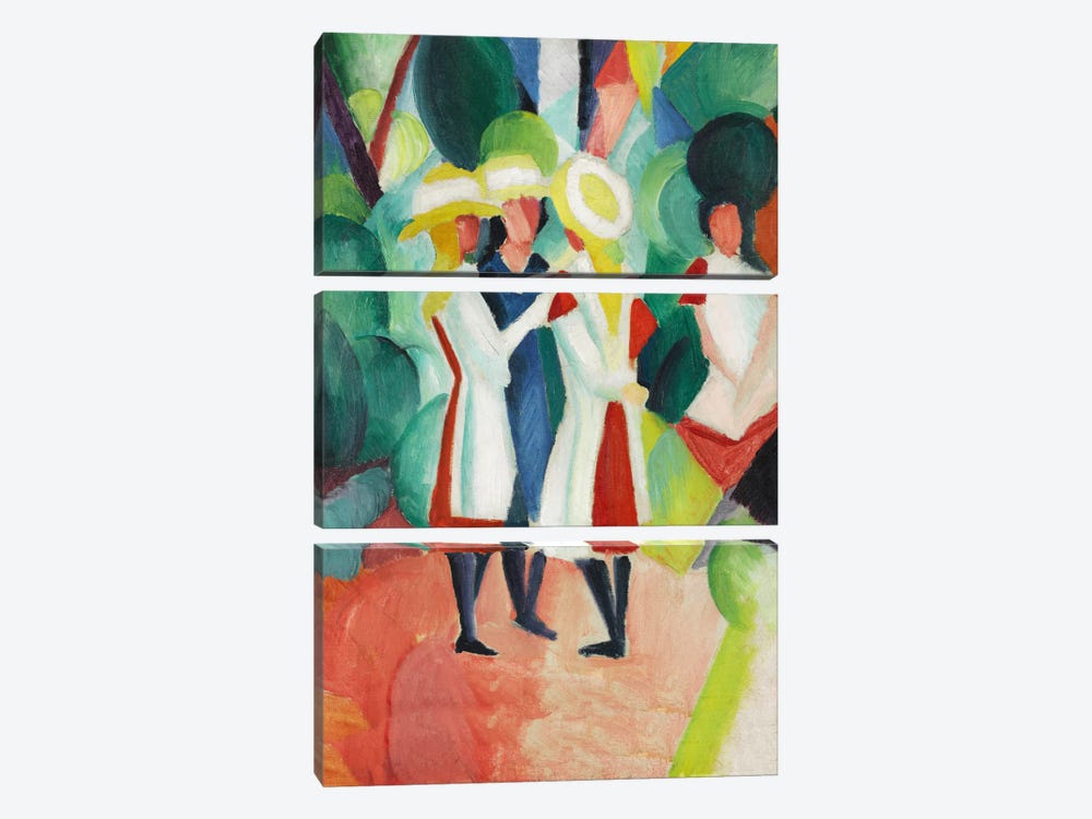 Three Girls in Yellow Straw Hats by August Macke 3-piece Canvas Artwork