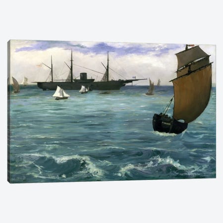 The Kearsarge at Boulogne Canvas Print #8022} by Edouard Manet Canvas Artwork
