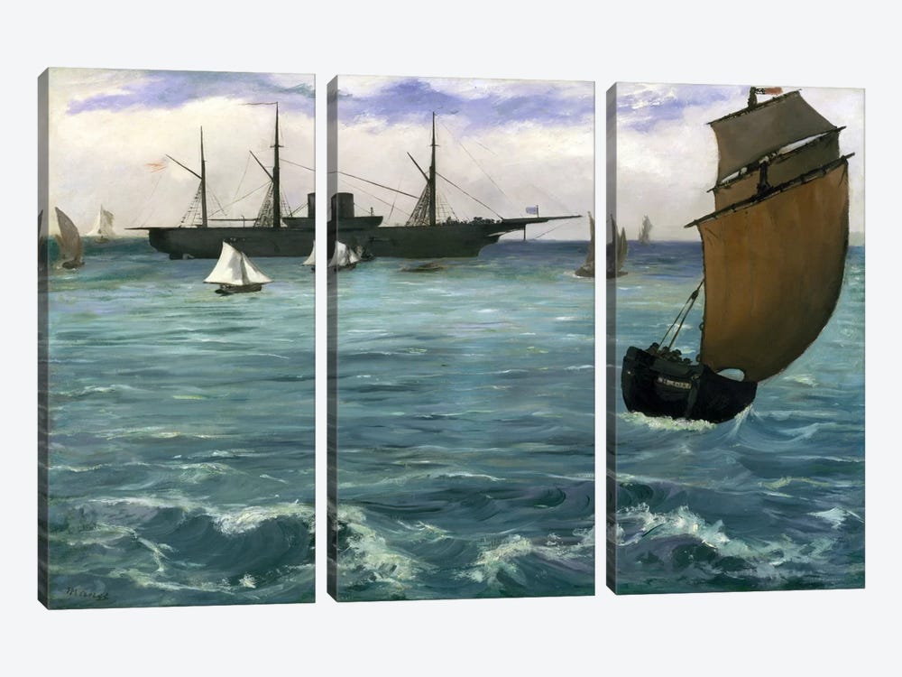 The Kearsarge at Boulogne by Edouard Manet 3-piece Canvas Print