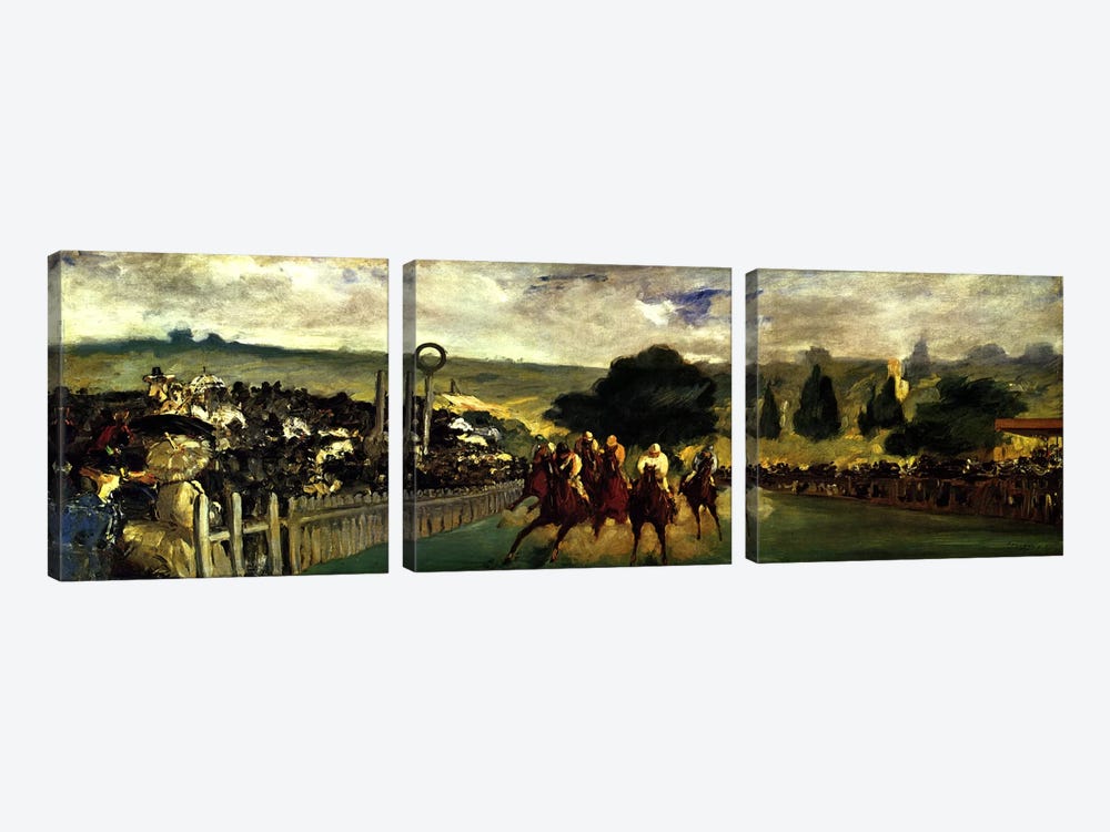 Races at Longchamp by Edouard Manet 3-piece Canvas Wall Art