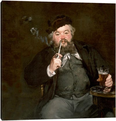 A Good Glass of Beer (Le Bon Bock) Canvas Art Print - Smoking Art