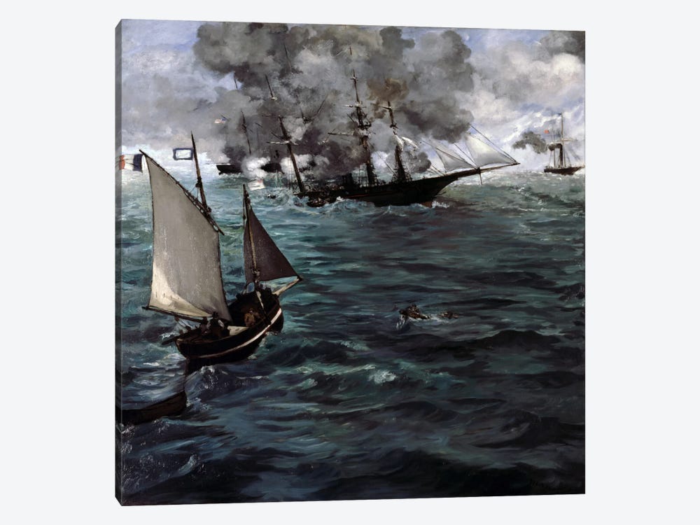 The Battle of The USS Kearsarge & CSS Alabama by Edouard Manet 1-piece Canvas Artwork