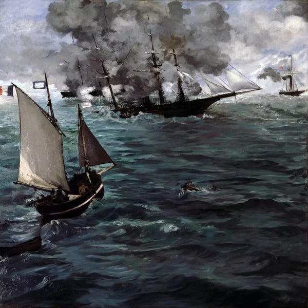 Warships: The Battle of The USS Kearsarge & CSS Alabama by Edouard Manet