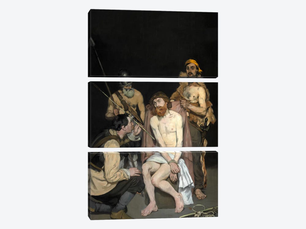 Jesus Mocked By The Soldiers by Edouard Manet 3-piece Canvas Art Print