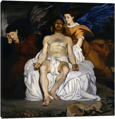 The Dead Christ with Angels Canvas Art Print - Angel Art