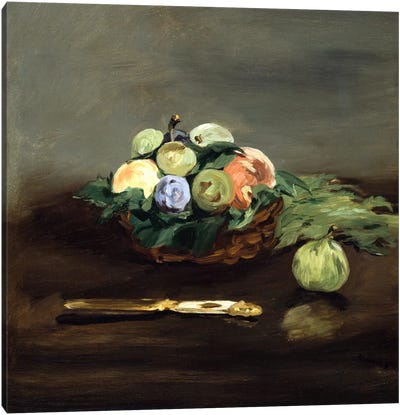 Basket of Fruit Canvas Art Print - Edouard Manet