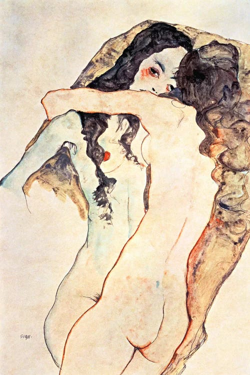 Two Women Embracing II by Egon Schiele wall art