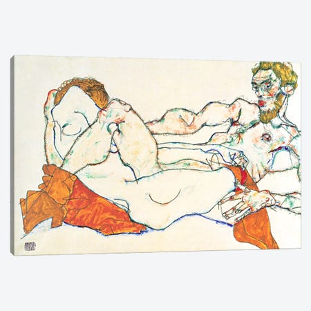 Lovers Canvas Print #8093} by Egon Schiele Canvas Art Print