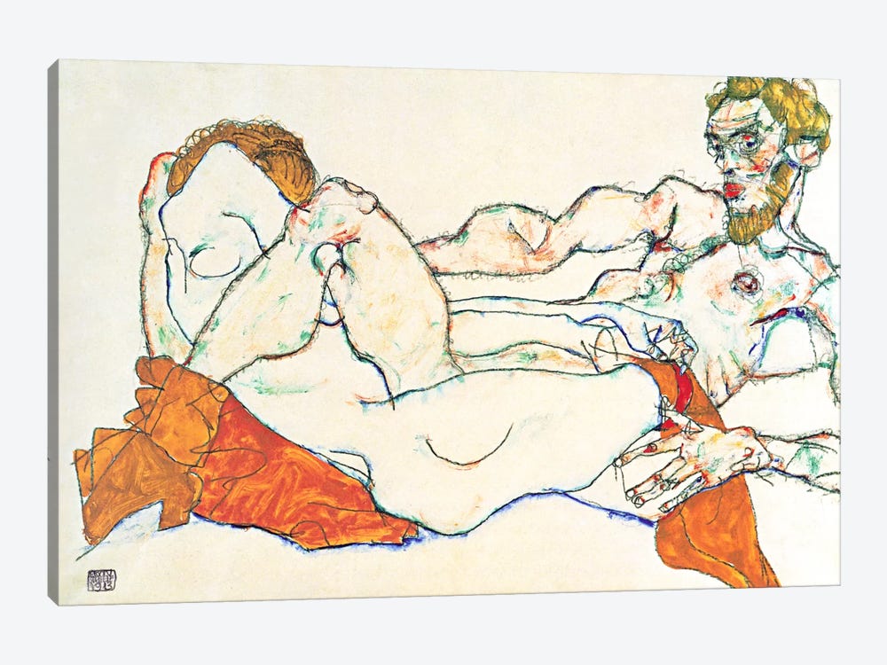 Lovers by Egon Schiele 1-piece Canvas Art Print