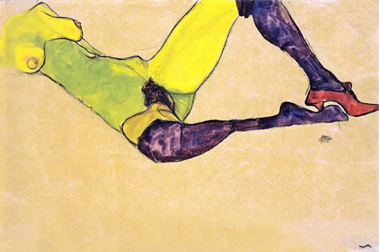 Reclining Female Nude with Violet Stockings by Egon Schiele wall art