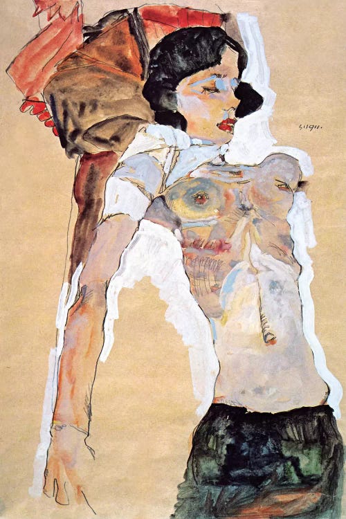 Lying Half-naked Woman by Egon Schiele wall art