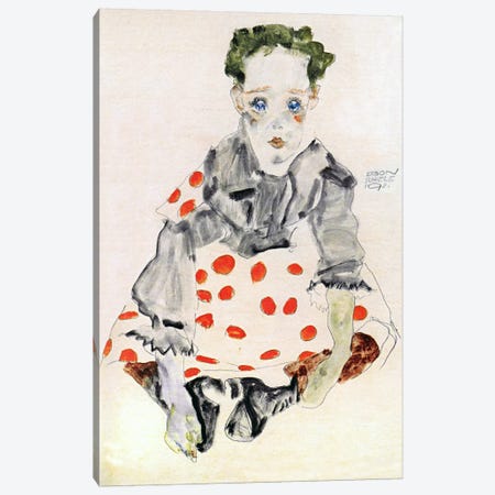 Girl in The Spotted Dress Canvas Print #8099} by Egon Schiele Canvas Art Print