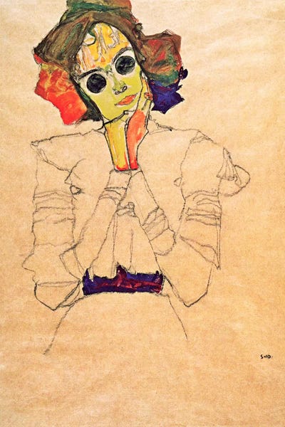 Girl with Sunglasses by Egon Schiele framed canvas print