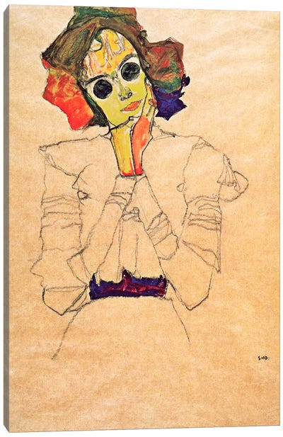 Girl with Sunglasses Canvas Art Print - Egon Schiele