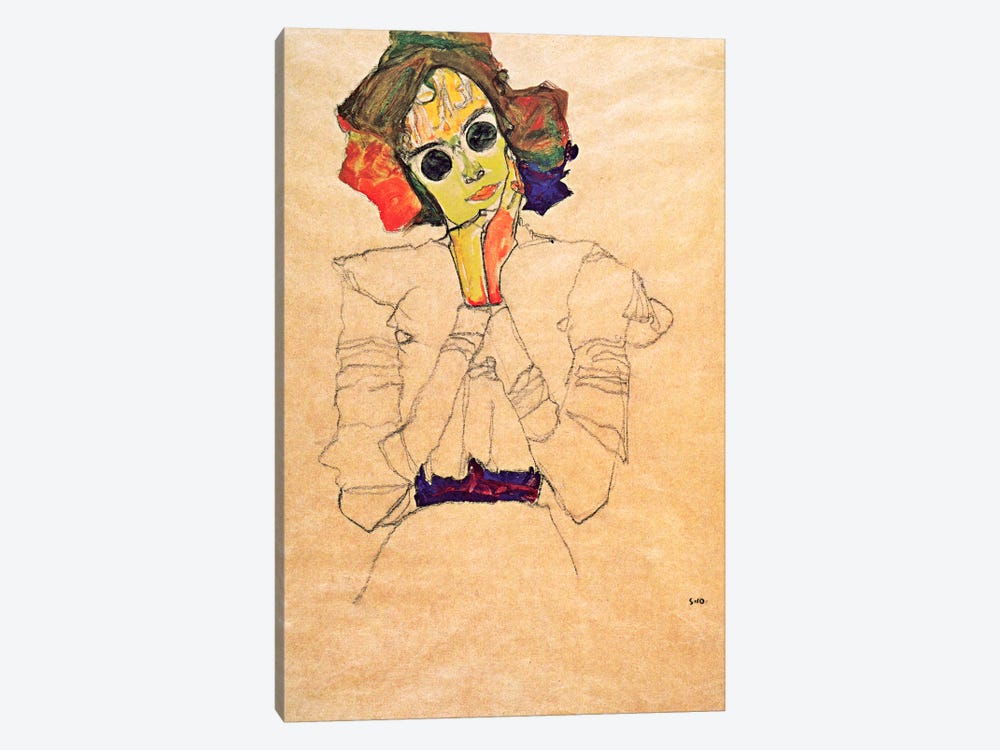 Girl with Sunglasses by Egon Schiele 1-piece Canvas Art