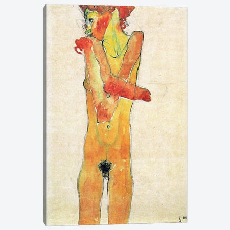Nude Girl with Folded Arms Canvas Print #8106} by Egon Schiele Canvas Wall Art