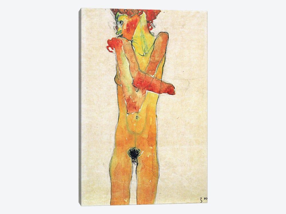 Nude Girl with Folded Arms by Egon Schiele 1-piece Canvas Art