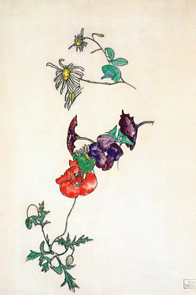 Expressionism: Daisies, Poppy and Winding by Egon Schiele