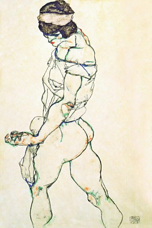 Left Border Female Nude by Egon Schiele wall art