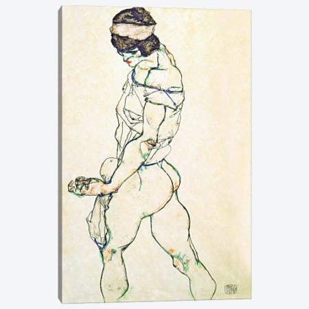 Left Border Female Nude Canvas Print #8116} by Egon Schiele Art Print