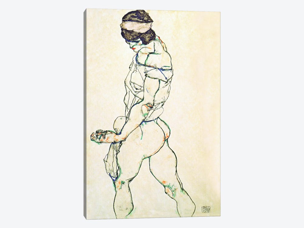 Left Border Female Nude by Egon Schiele 1-piece Canvas Art Print