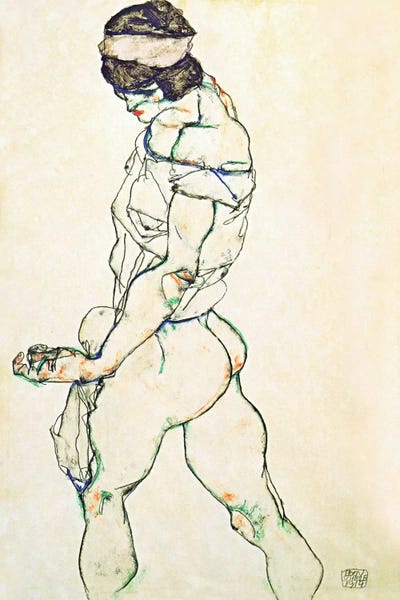 Expressionism: Left Border Female Nude by Egon Schiele