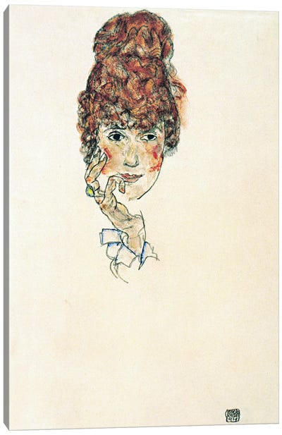Portrait of Edith Schiele Canvas Art Print - Expressionism Art