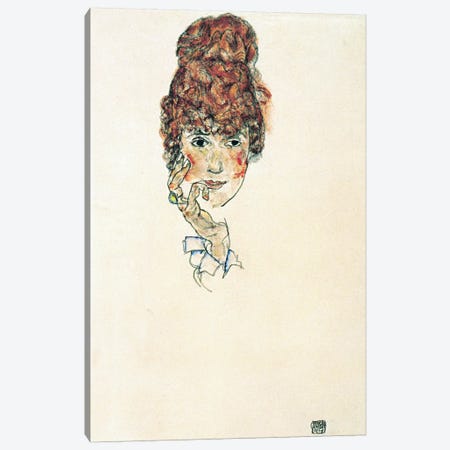 Portrait of Edith Schiele Canvas Print #8119} by Egon Schiele Canvas Artwork