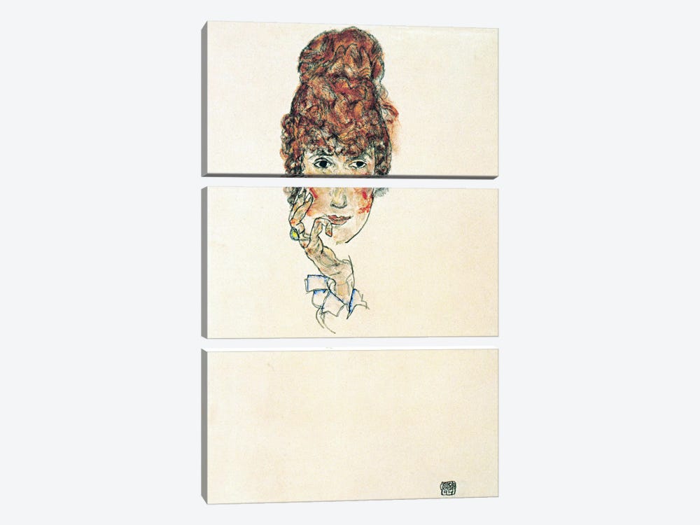 Portrait of Edith Schiele 3-piece Canvas Wall Art