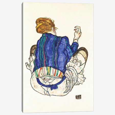 Seated Woman, Back View Canvas Print #8122} by Egon Schiele Art Print
